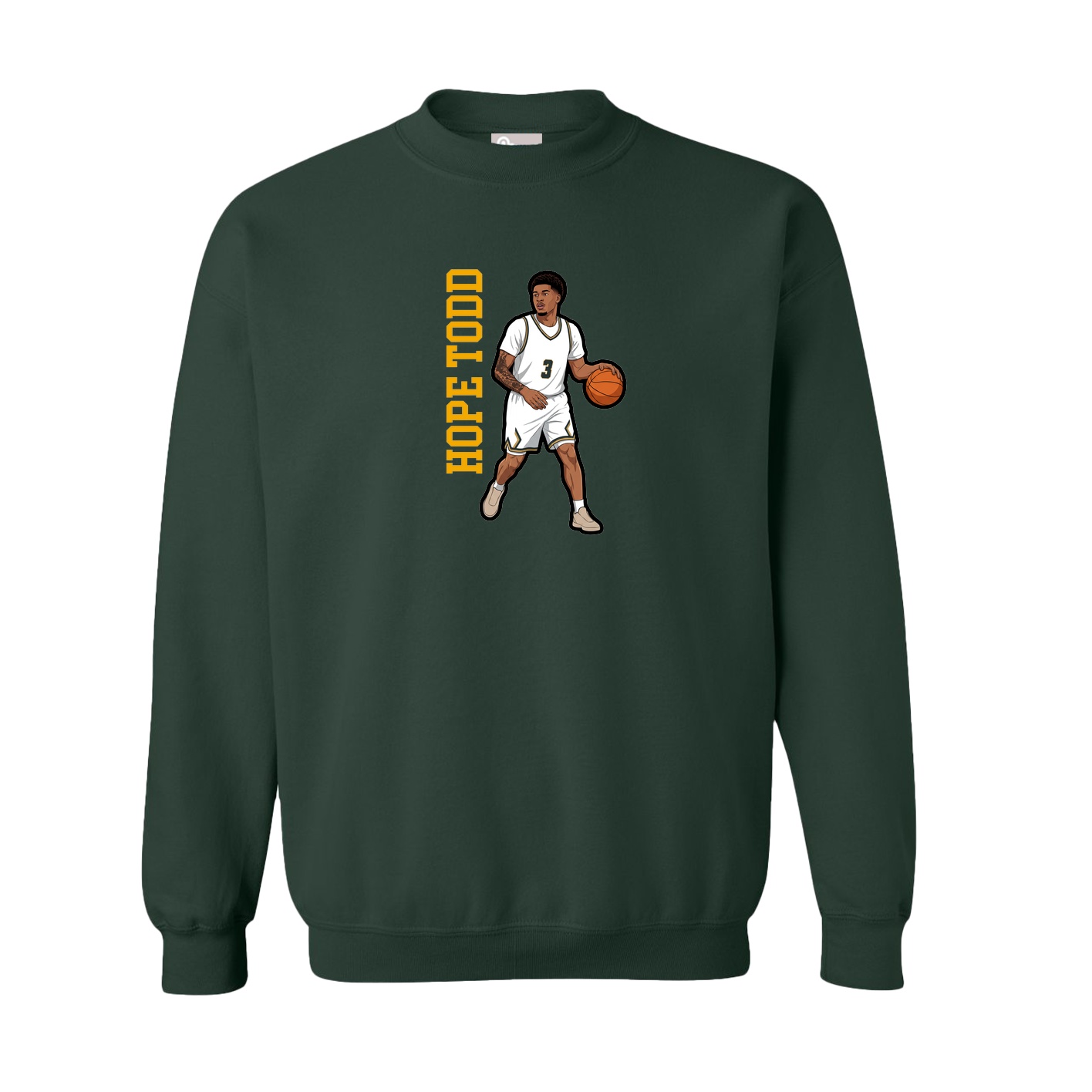 Fleece Crew — Name Vertical in Green