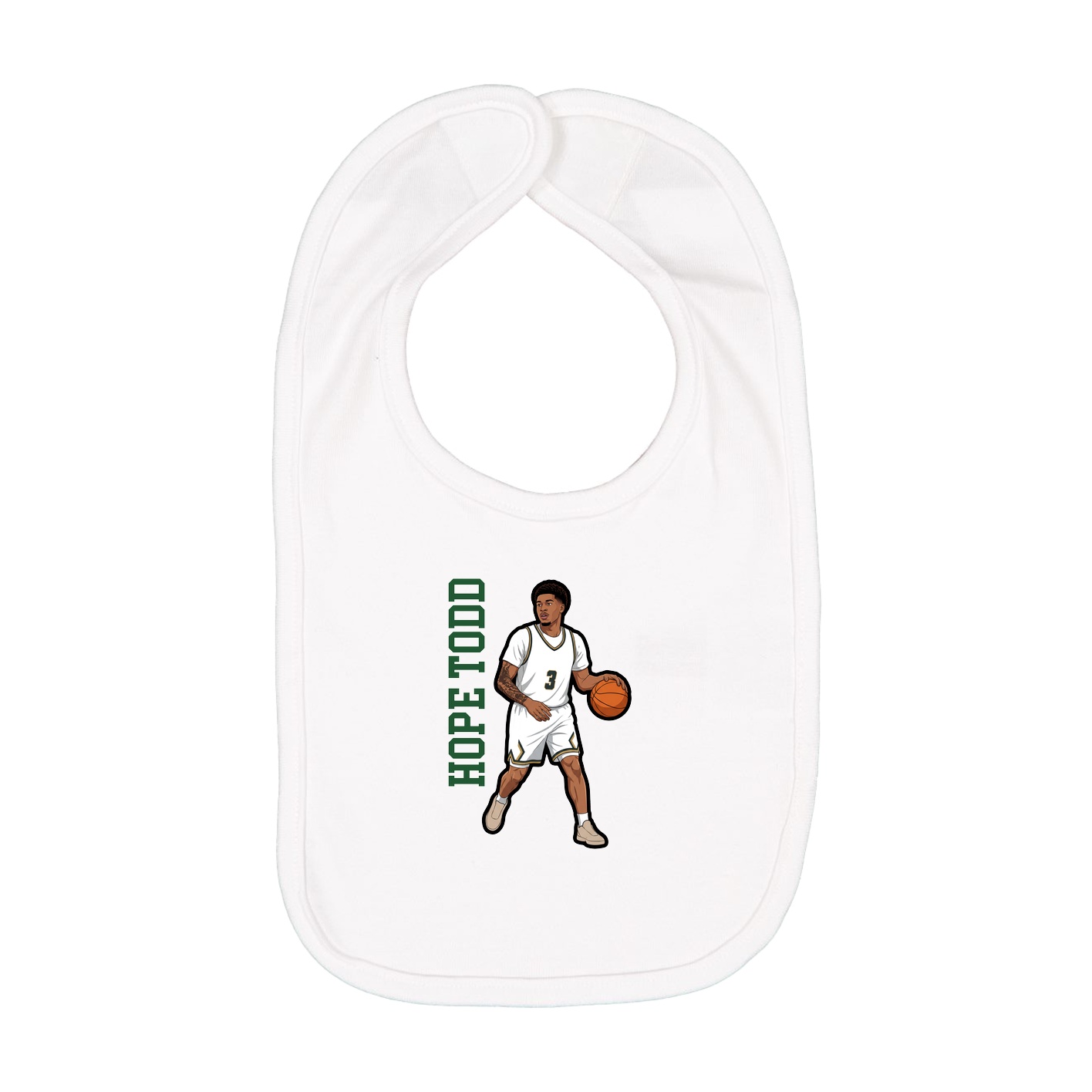 Infant Bib — Name Vertical in White