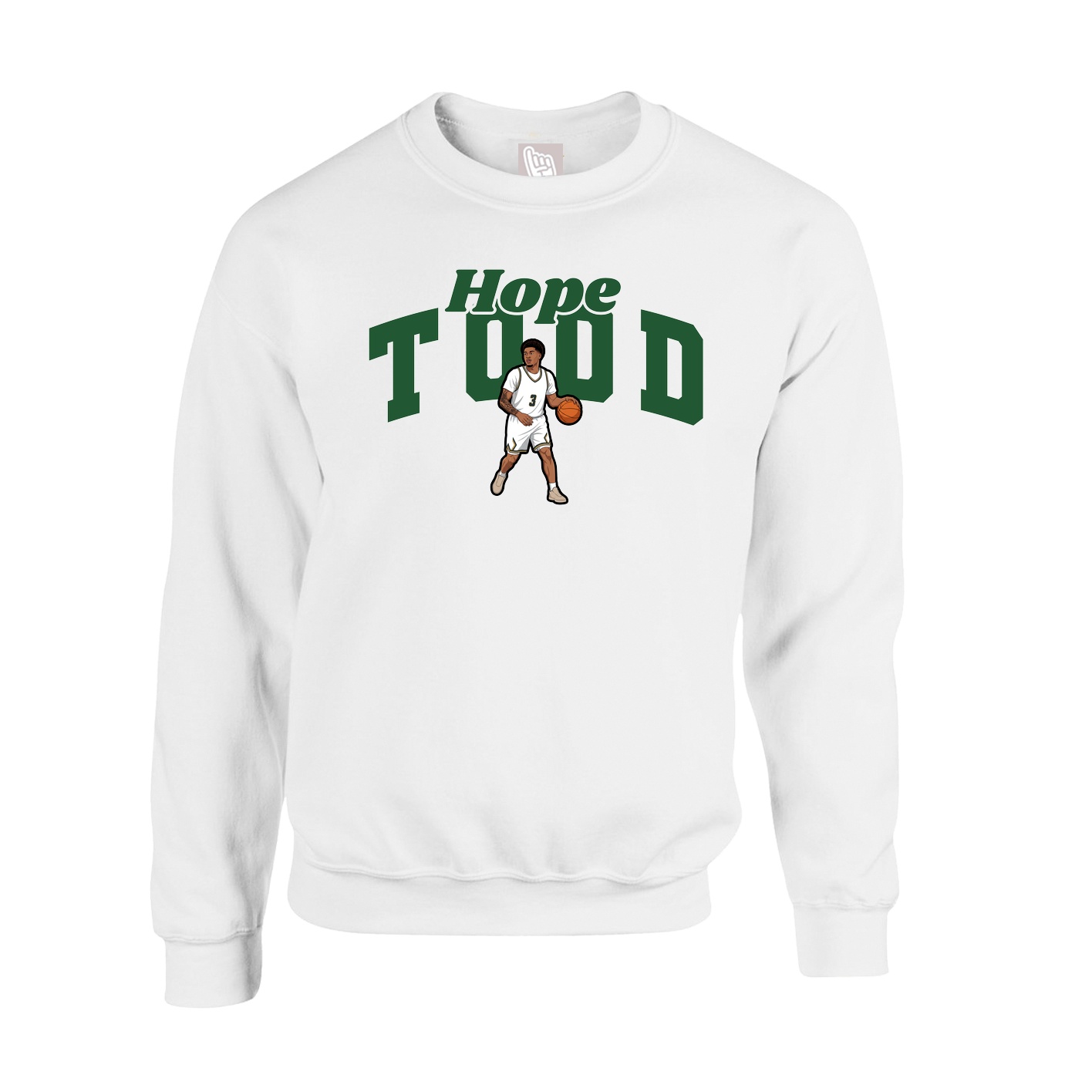 Fleece Crew — Signature Arch in White