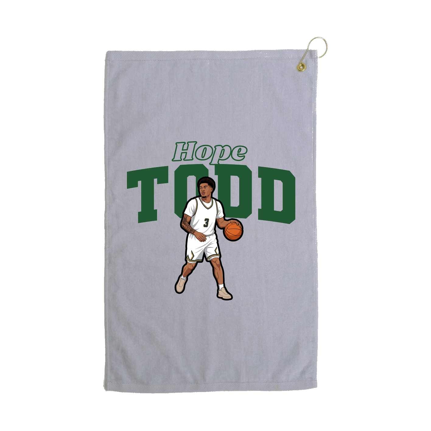 Golf Towel — Name Arch in Grey