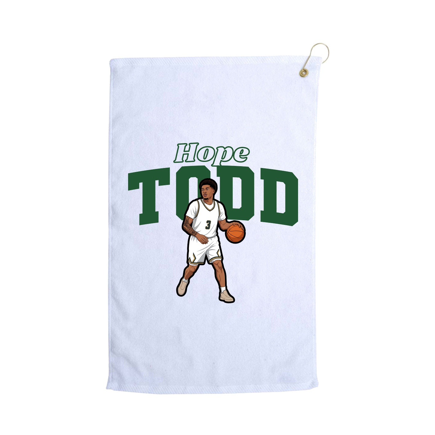 Golf Towel — Name Arch in White