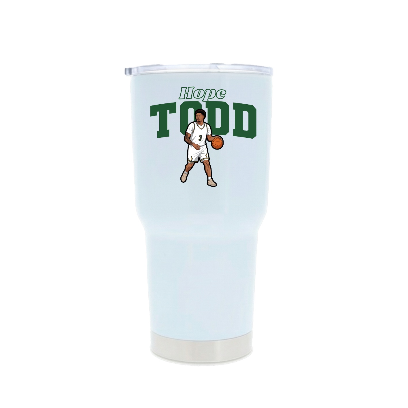 30oz Stainless Steel Tumbler — Name Arch in White