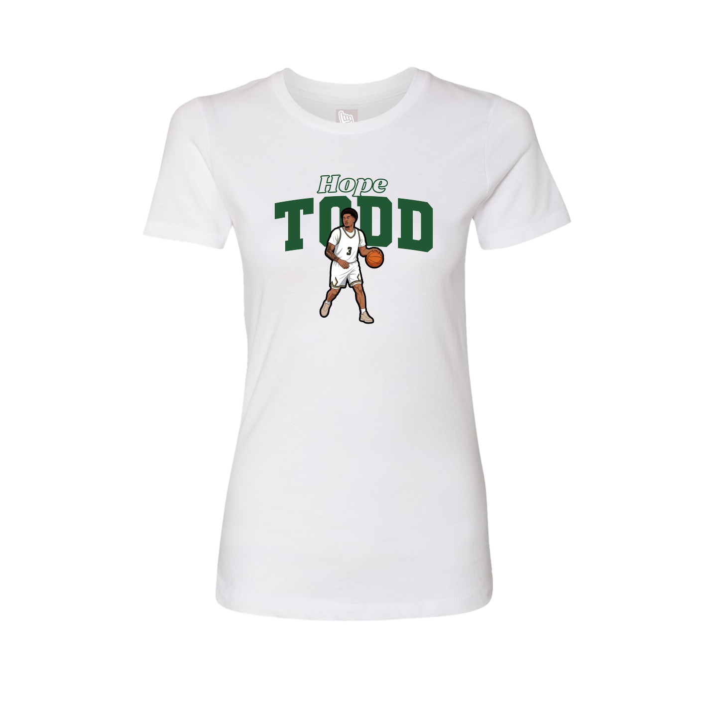 Fitted Women's Tee — Name Arch in White
