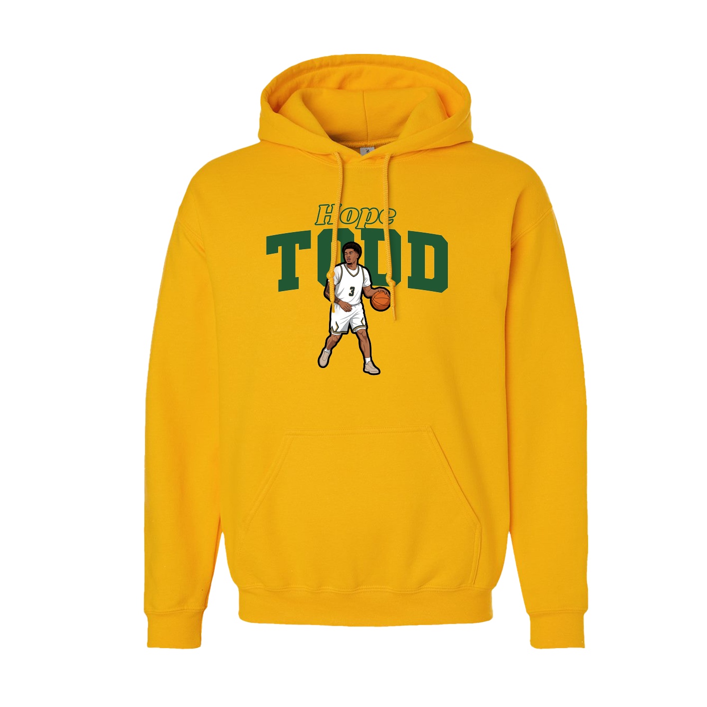 Youth Hoodie — Name Arch in Gold