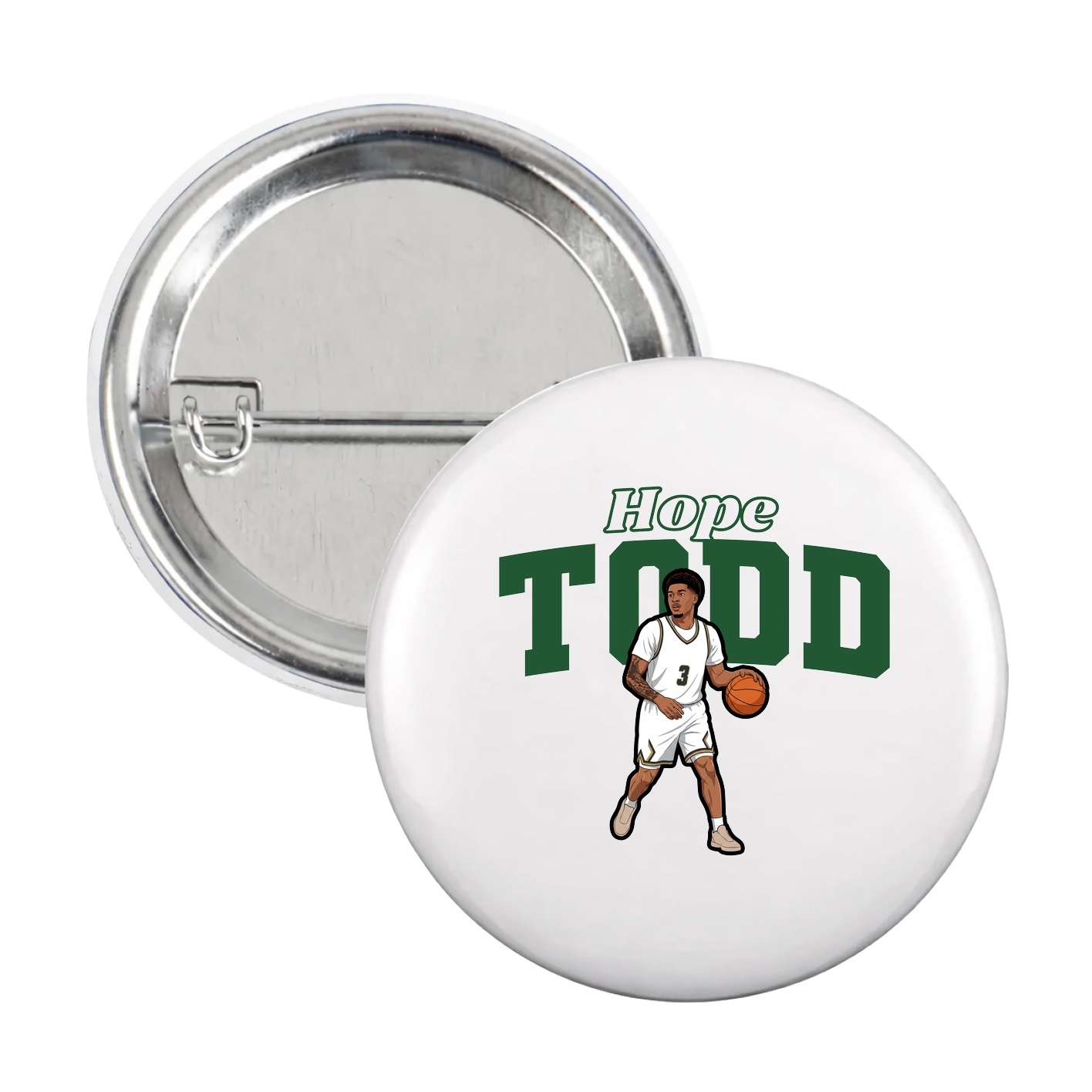 Game Day Button — Name Arch in White