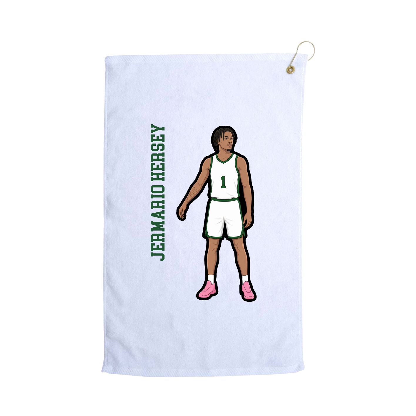 Golf Towel — Name Vertical in White