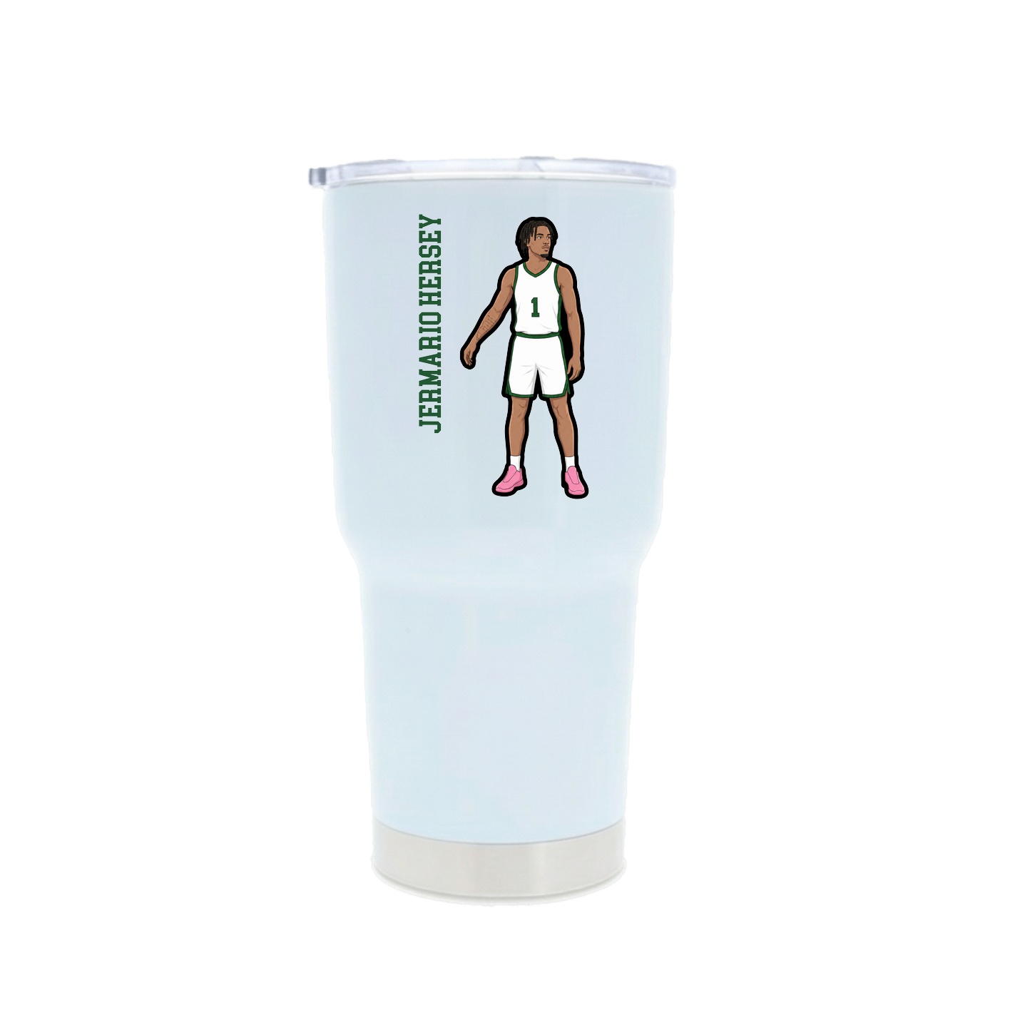 30oz Stainless Steel Tumbler — Name Vertical in White