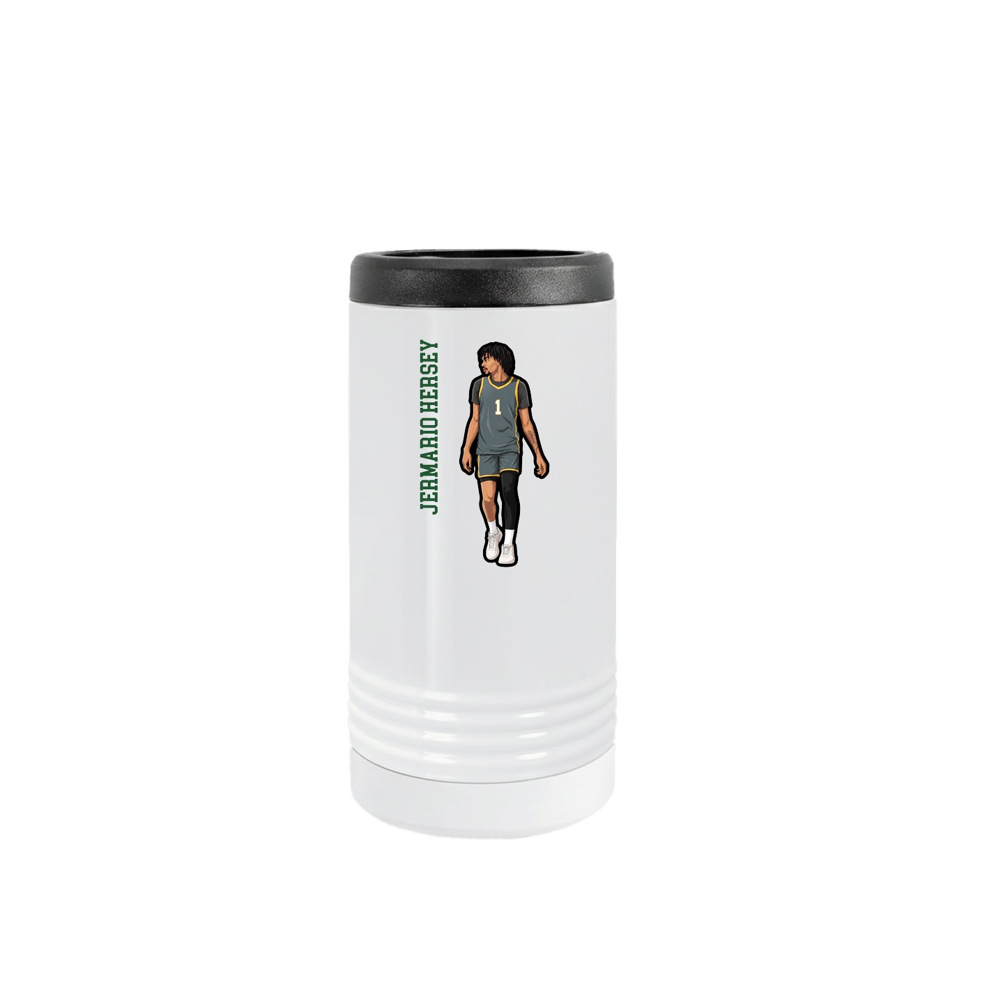Slim Beverage Holder — Name Vertical in White