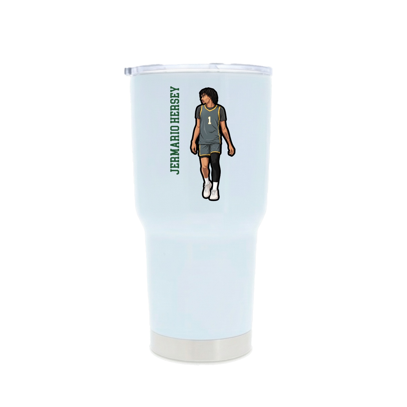 30oz Stainless Steel Tumbler — Name Vertical in White