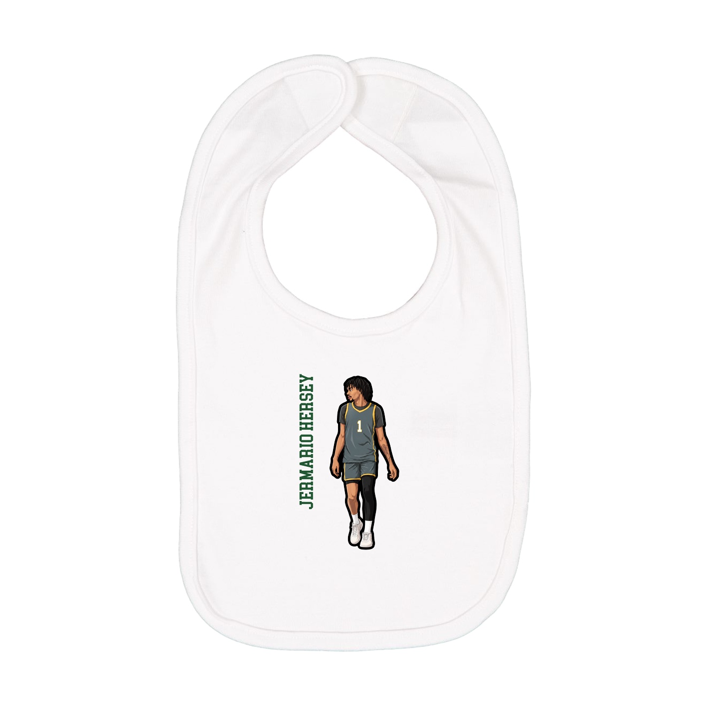 Infant Bib — Name Vertical in White