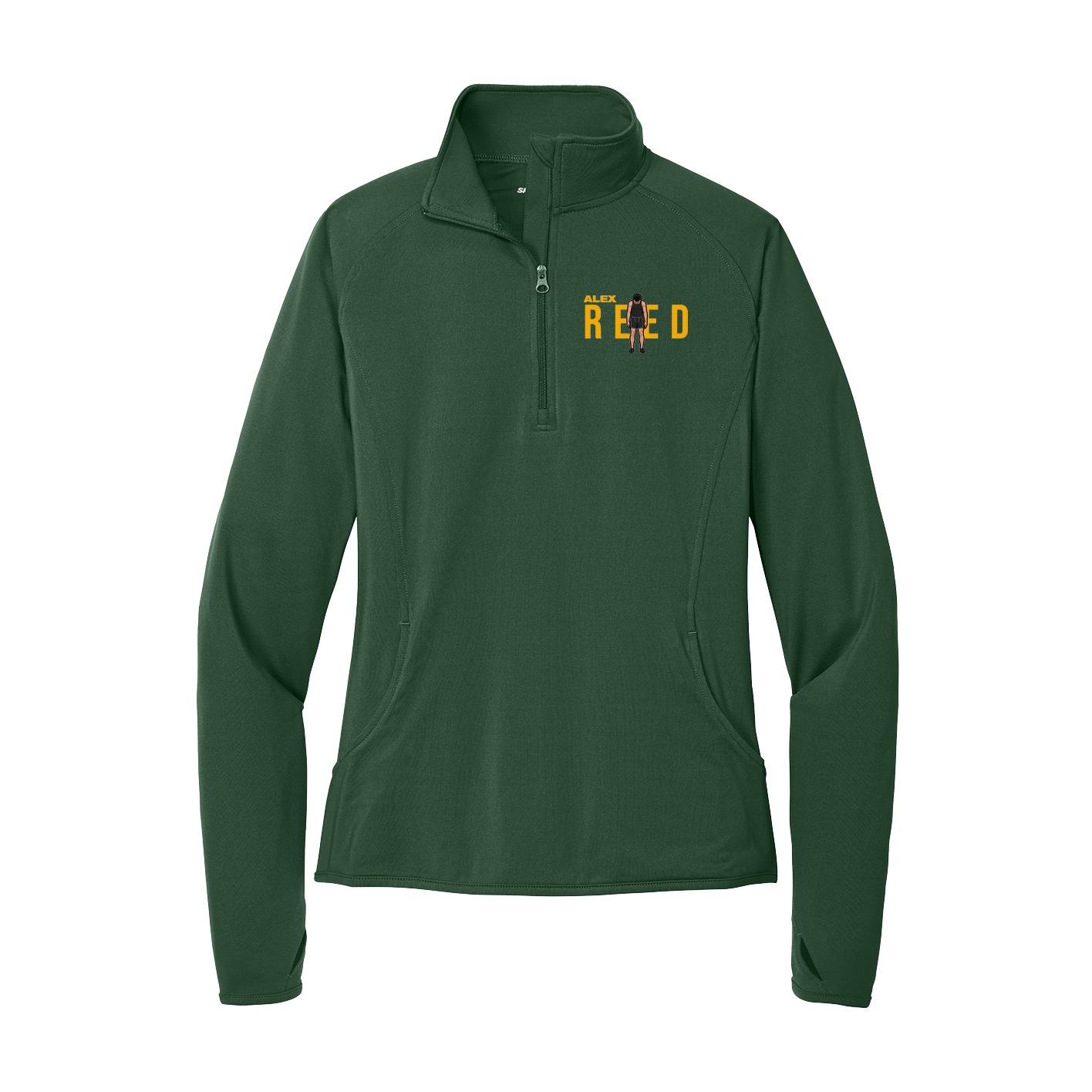 Women's Q-Zip Pullover — Player Name in Green