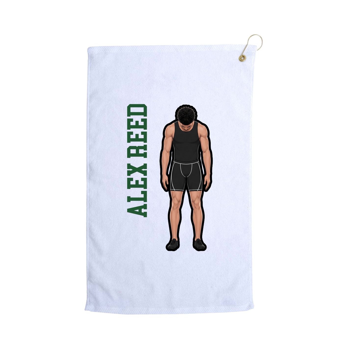 Golf Towel — Name Vertical in White