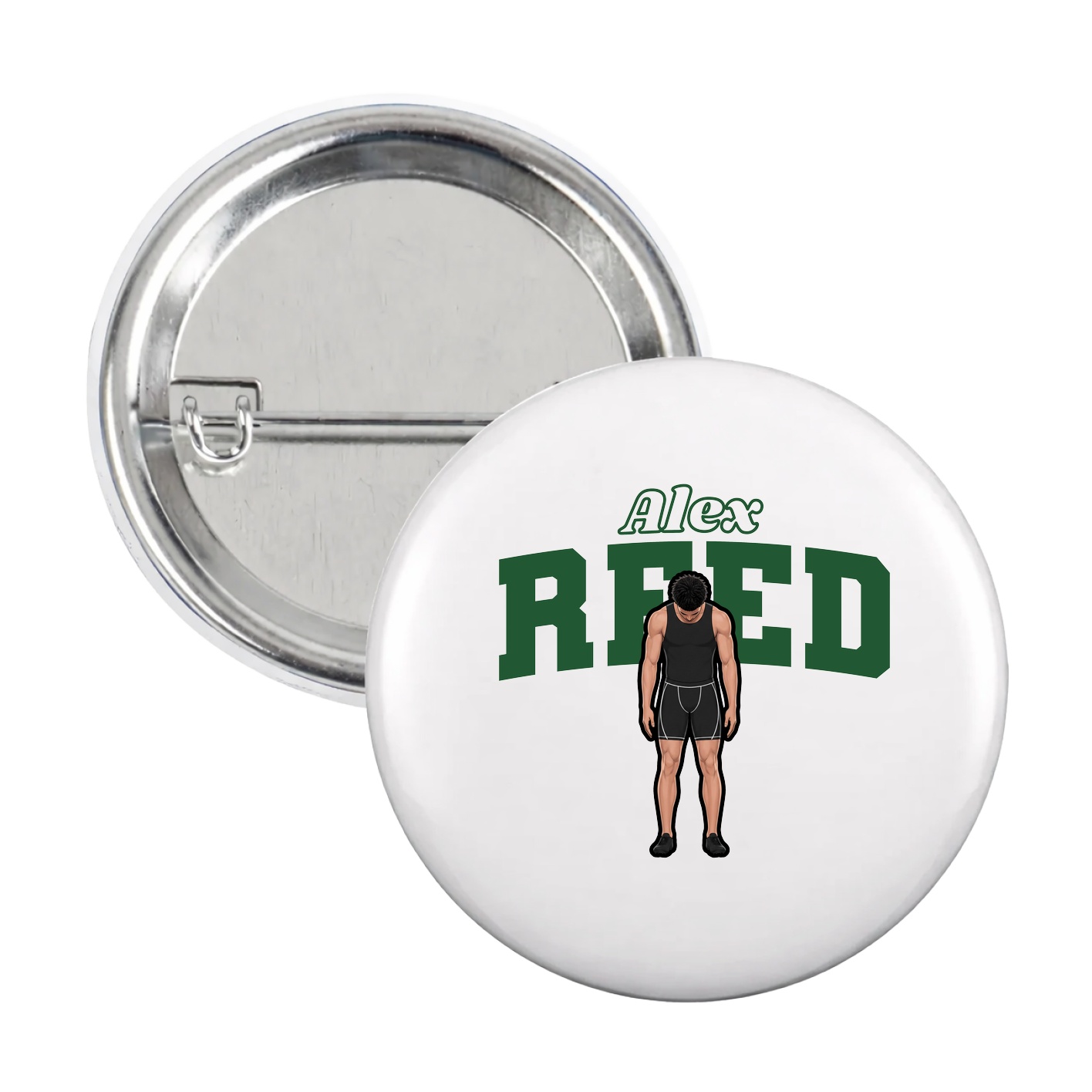 Game Day Button — Name Arch in White