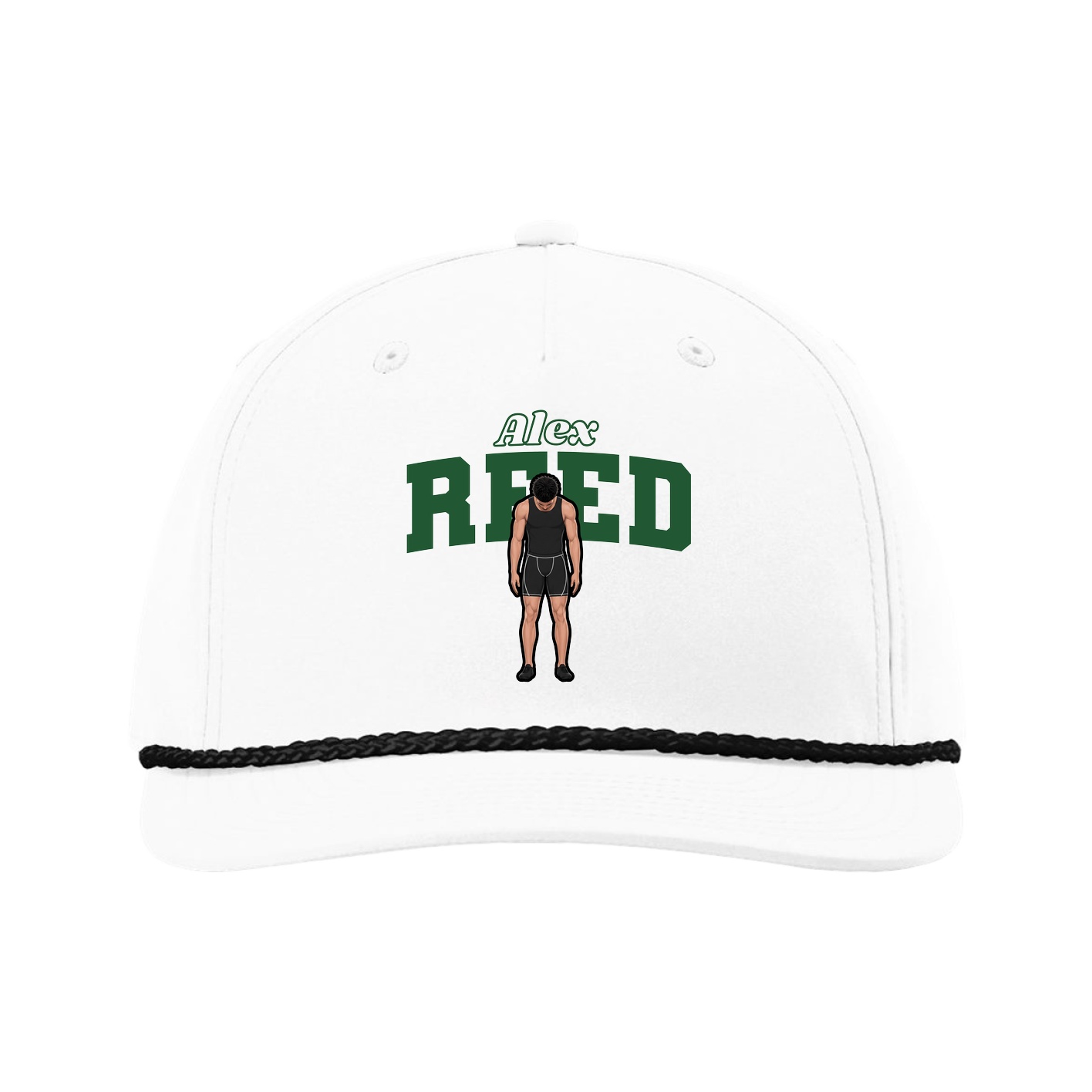 Five-Panel Classic Rope Cap — Name Arch in White