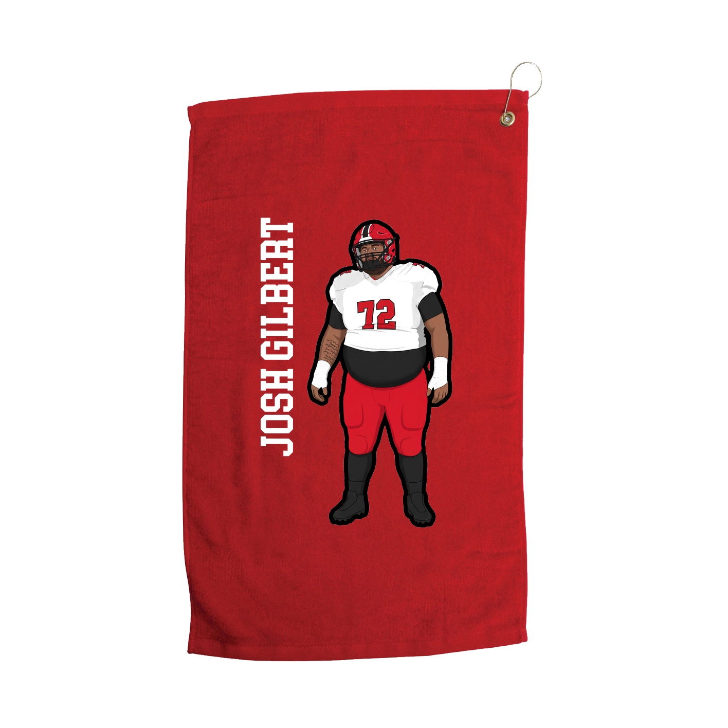 Golf Towel — Name Vertical in Red