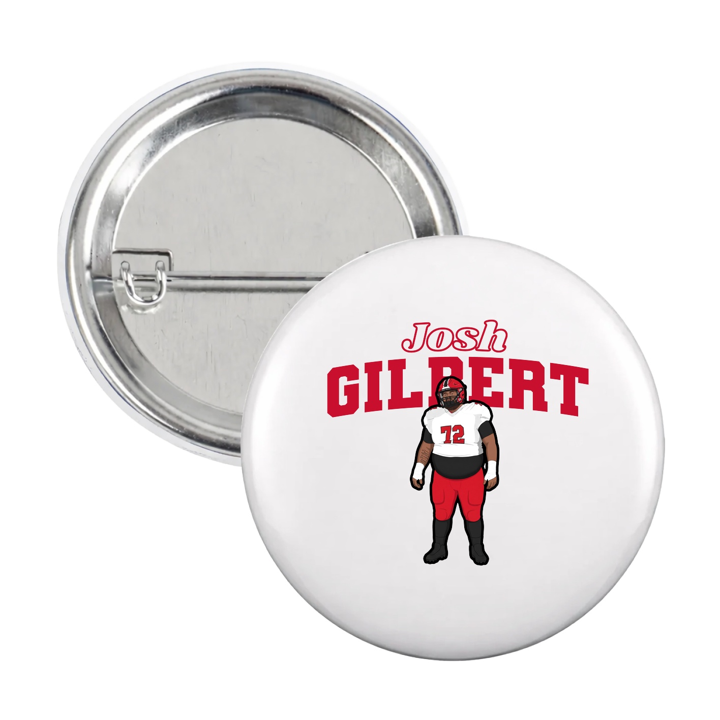Game Day Button — Name Arch in White