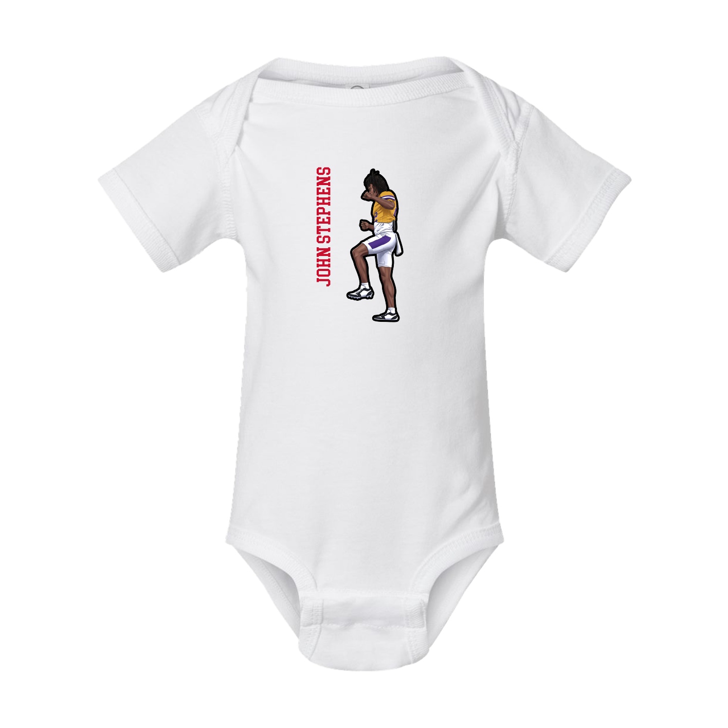 Baby Onesie — Name Vertical in White
