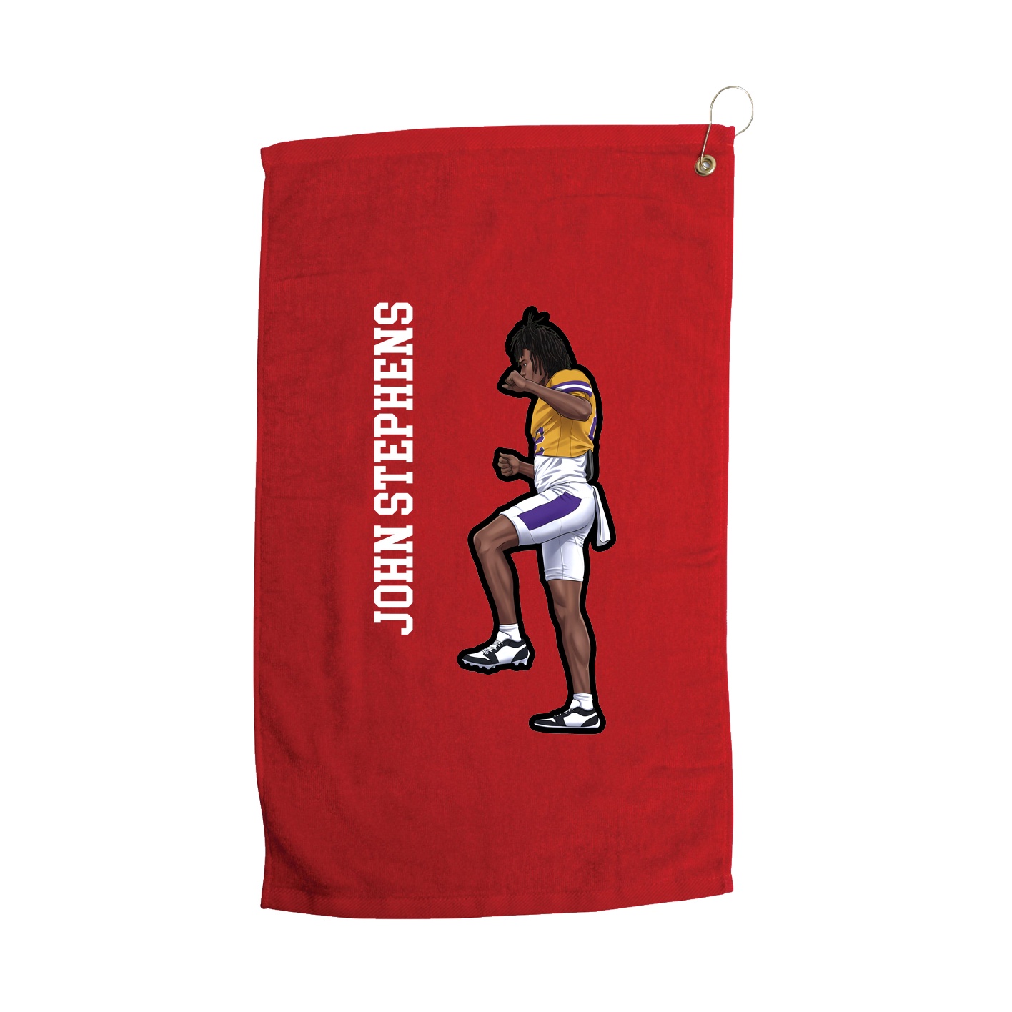 Golf Towel — Name Vertical in Red