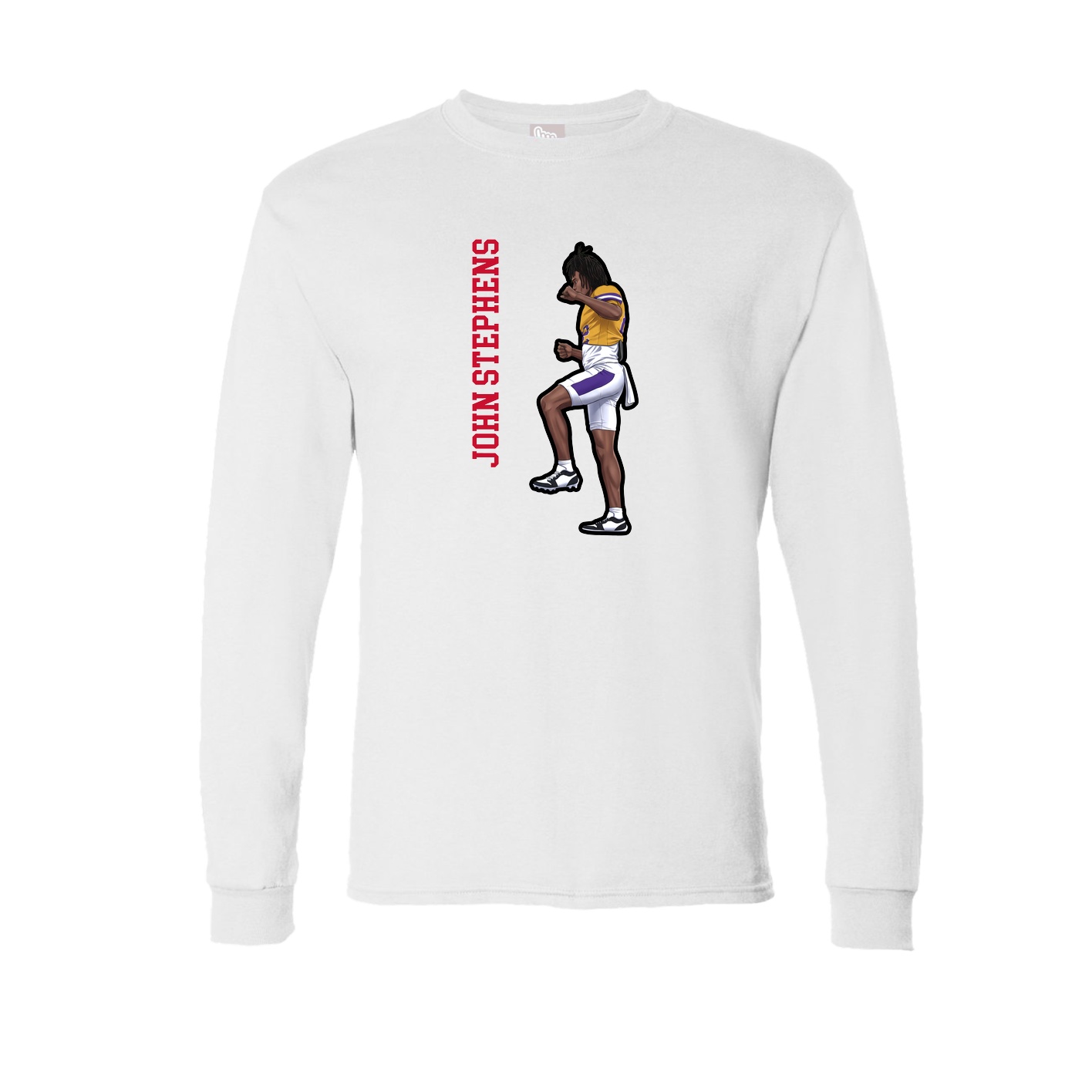 Long Sleeve Tee — Name Vertical in White