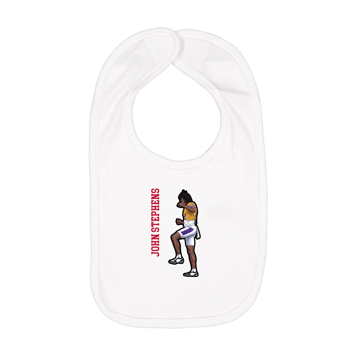 Infant Bib — Name Vertical in White