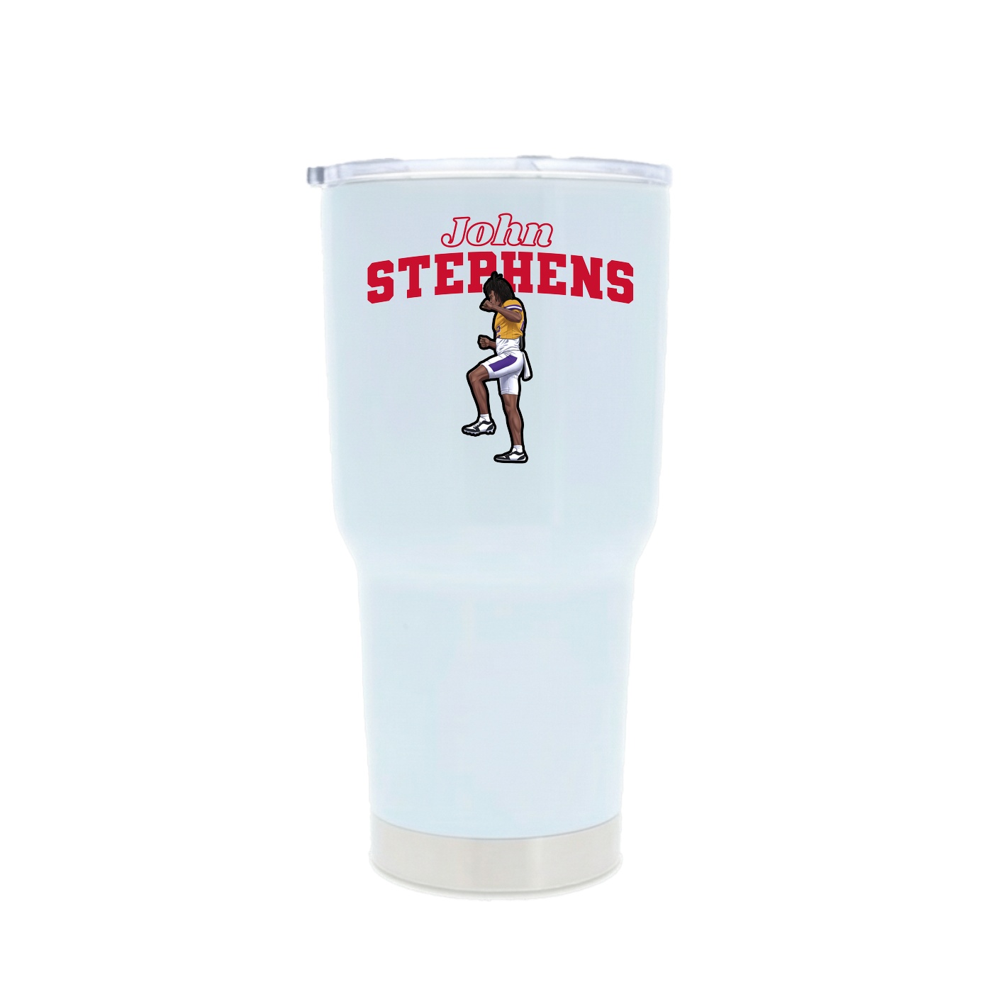 30oz Stainless Steel Tumbler — Name Arch in White