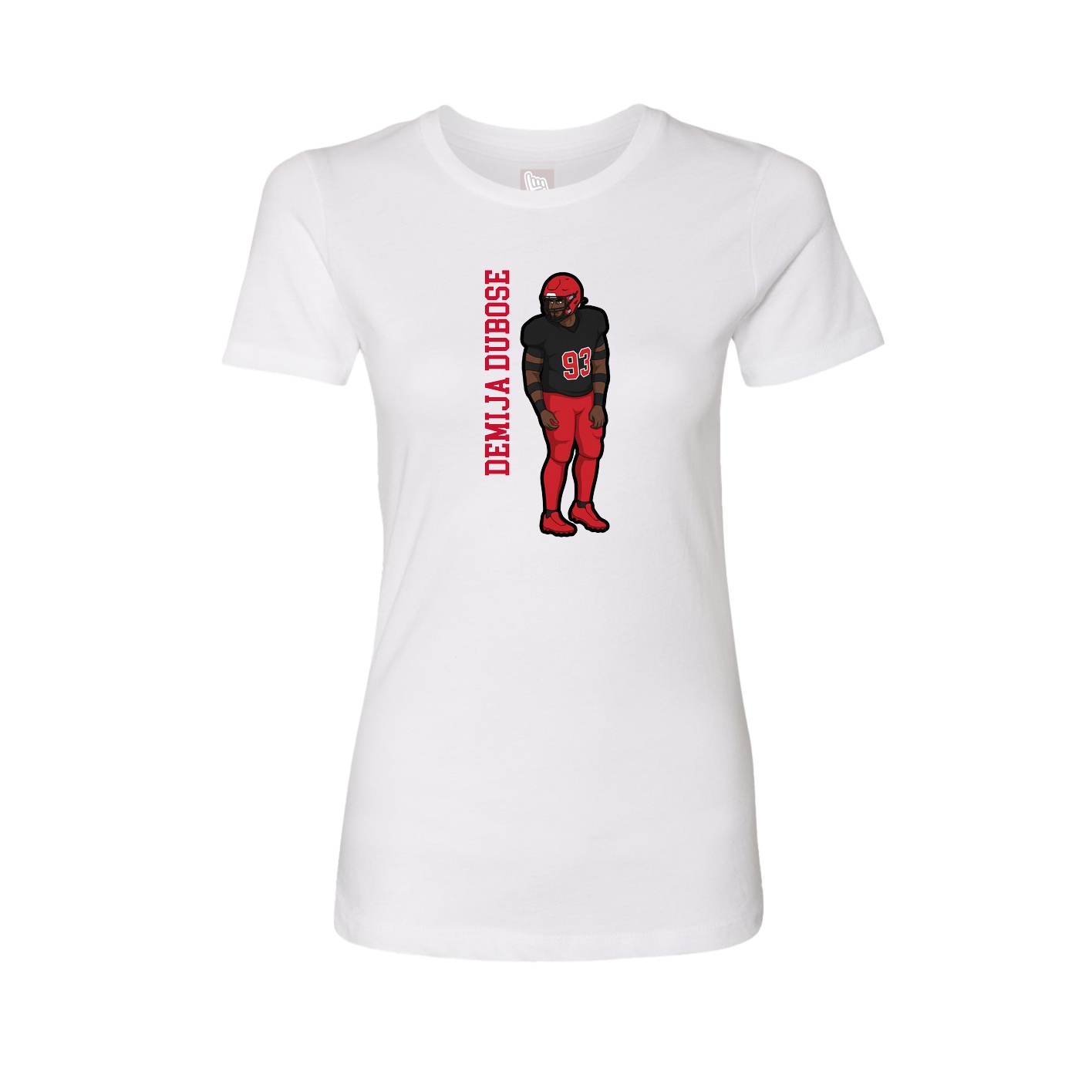 Fitted Women's Tee — Name Vertical in White
