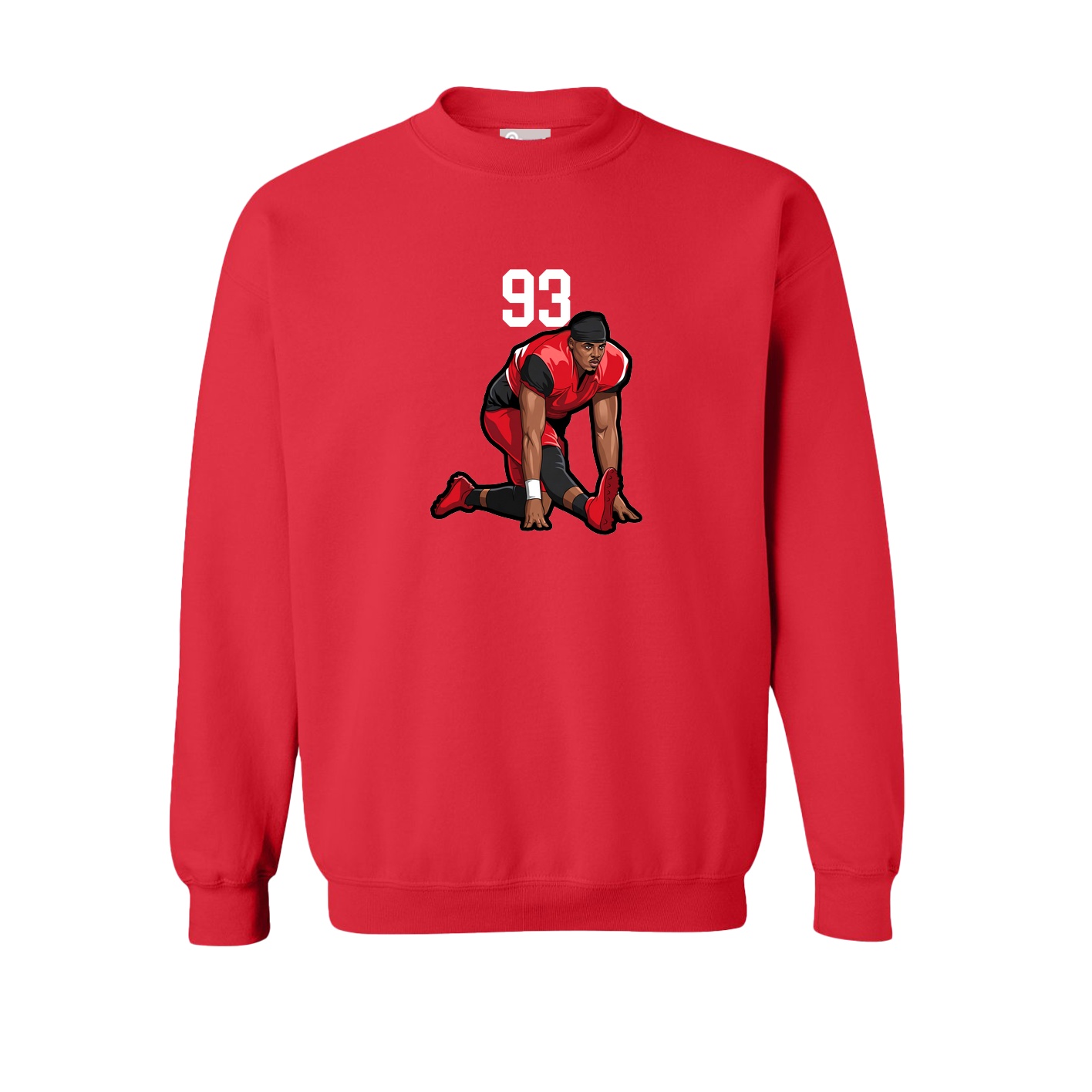 Fleece Crew — Number Top in Red