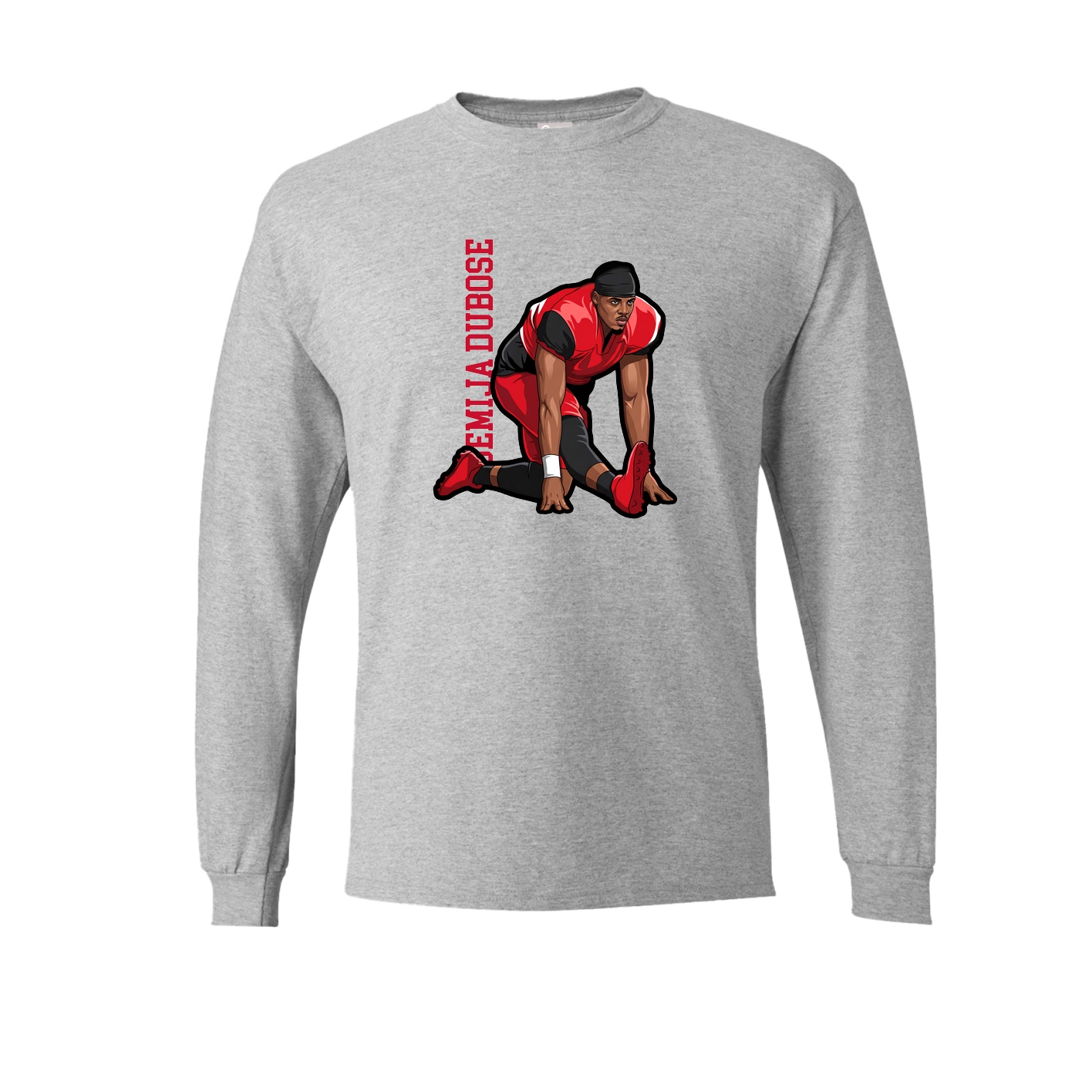 Long Sleeve Tee — Name Vertical in Grey