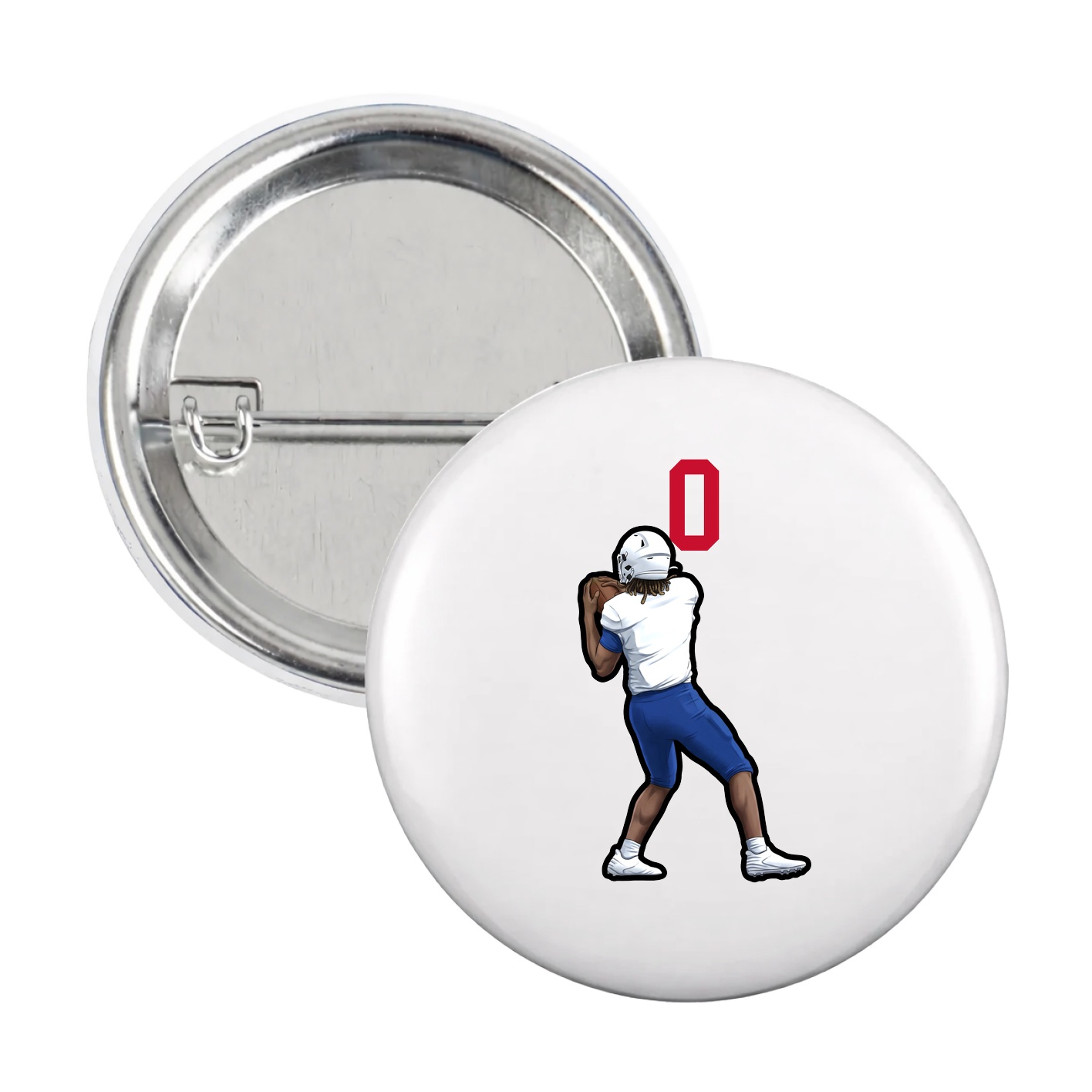 Game Day Button — Number Top in White