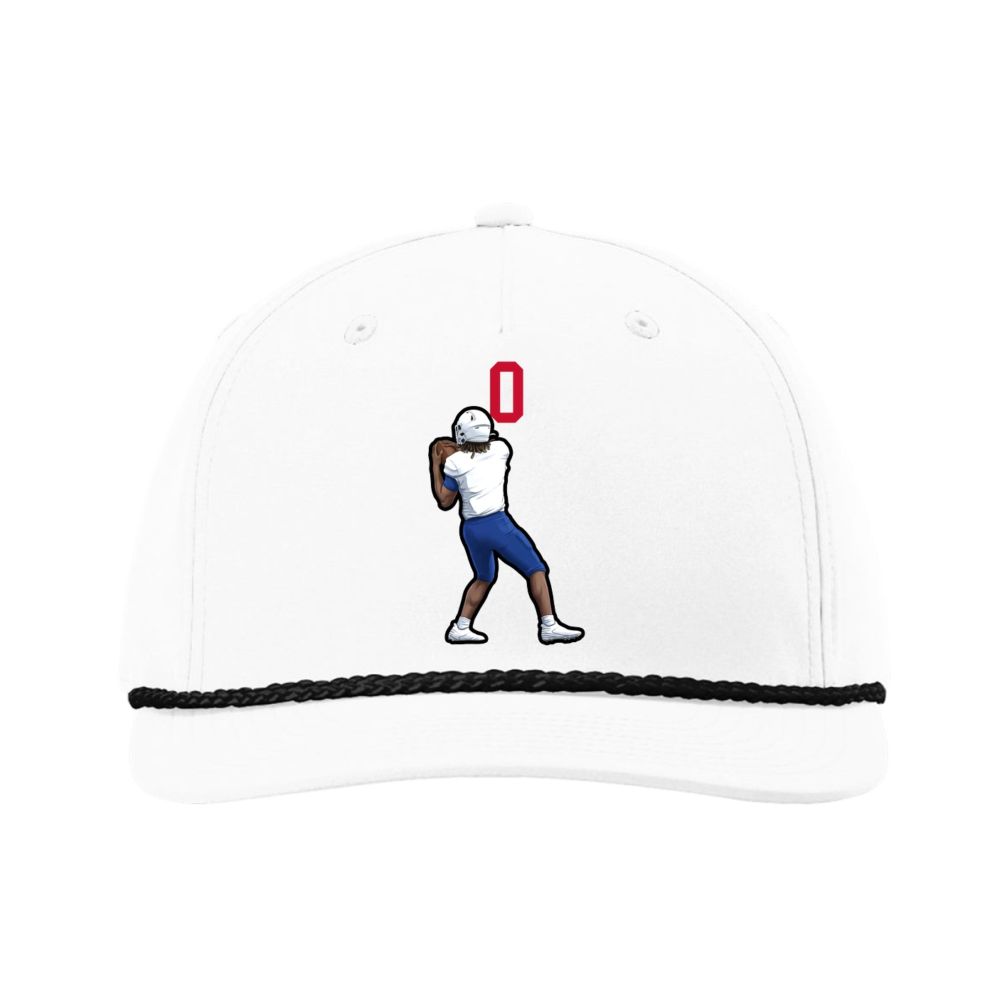 Five-Panel Classic Rope Cap — Number Top in White