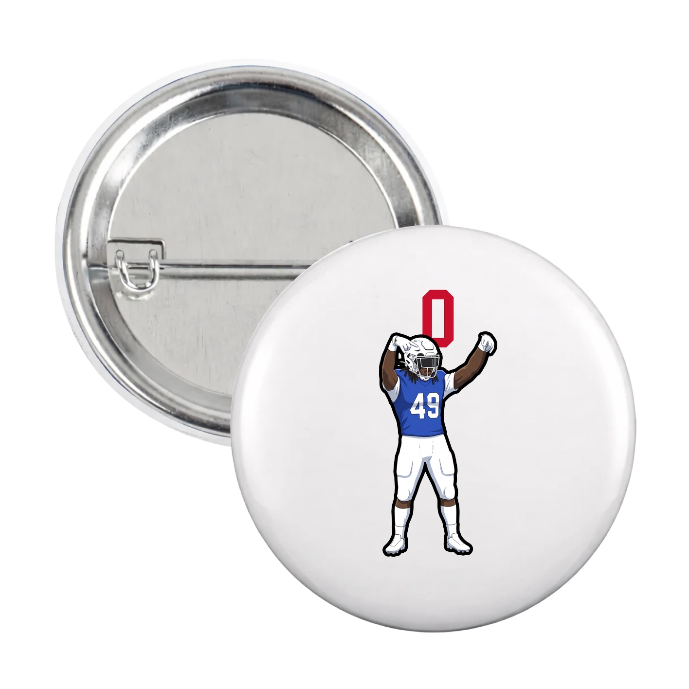 Game Day Button — Number Top in White