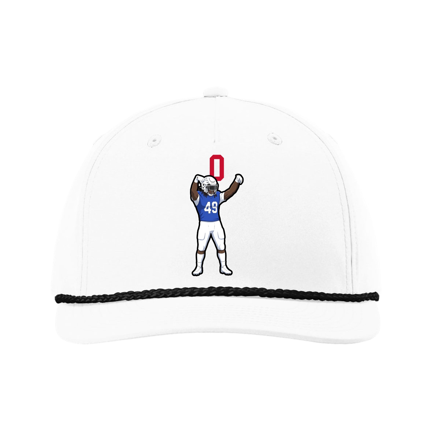 Five-Panel Classic Rope Cap — Number Top in White