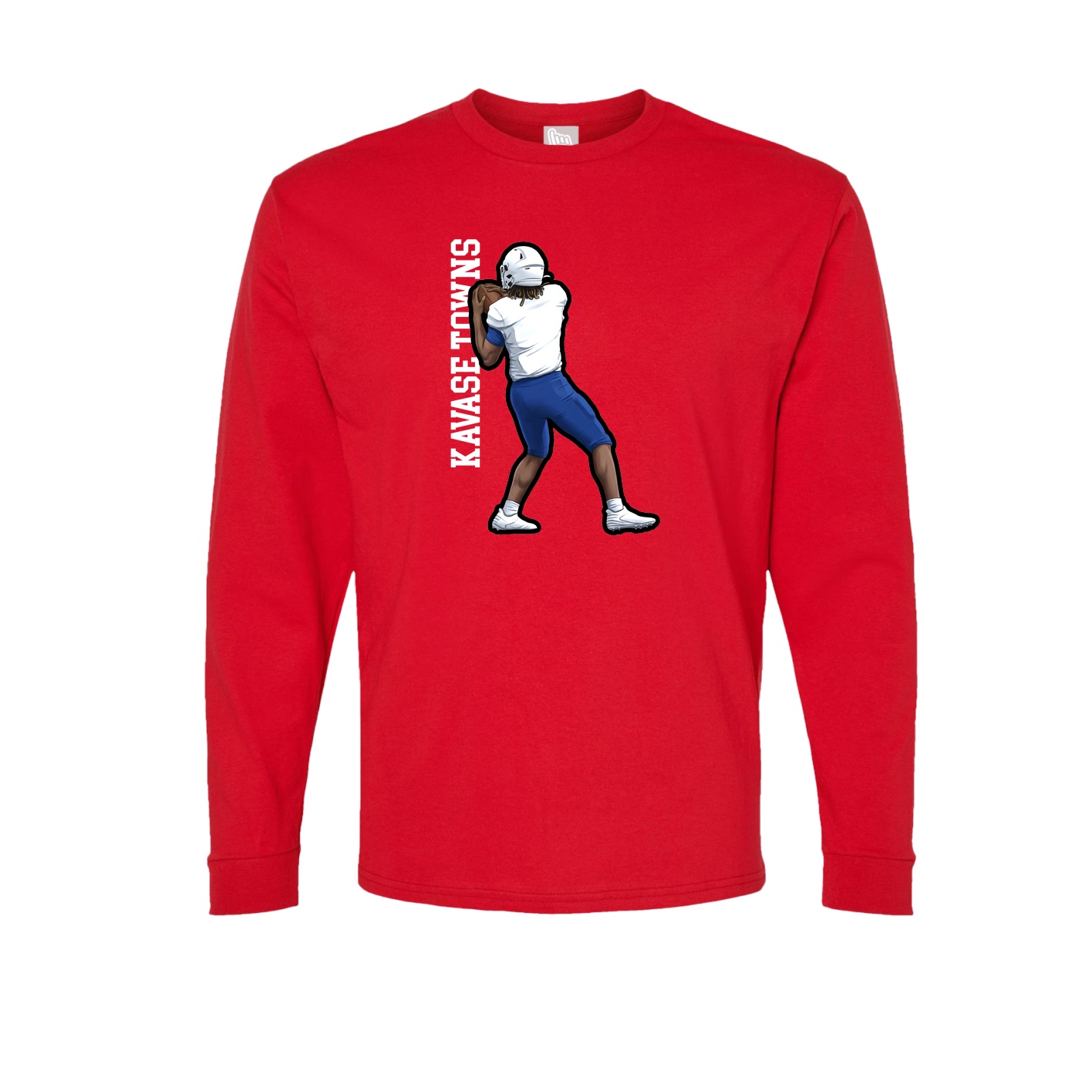 Long Sleeve Tee — Name Vertical in Red