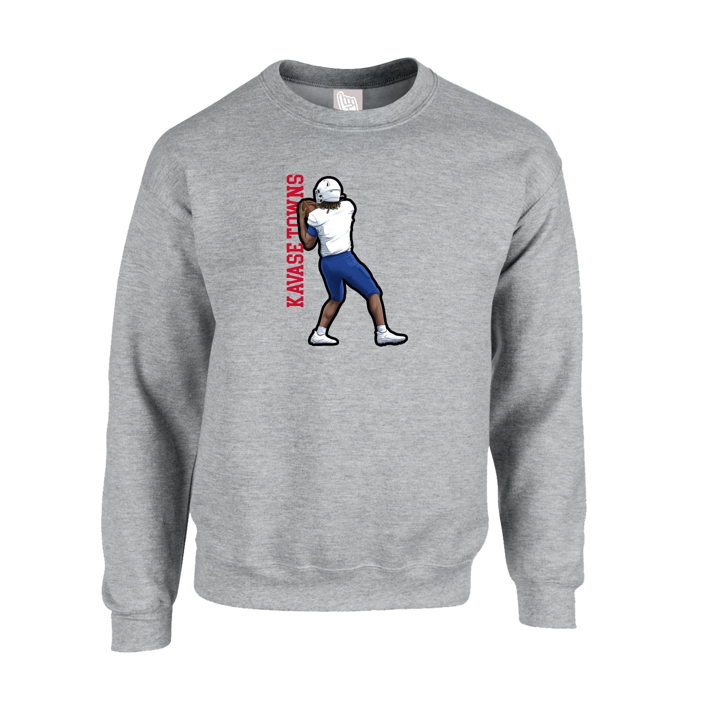 Fleece Crew — Name Vertical in Grey