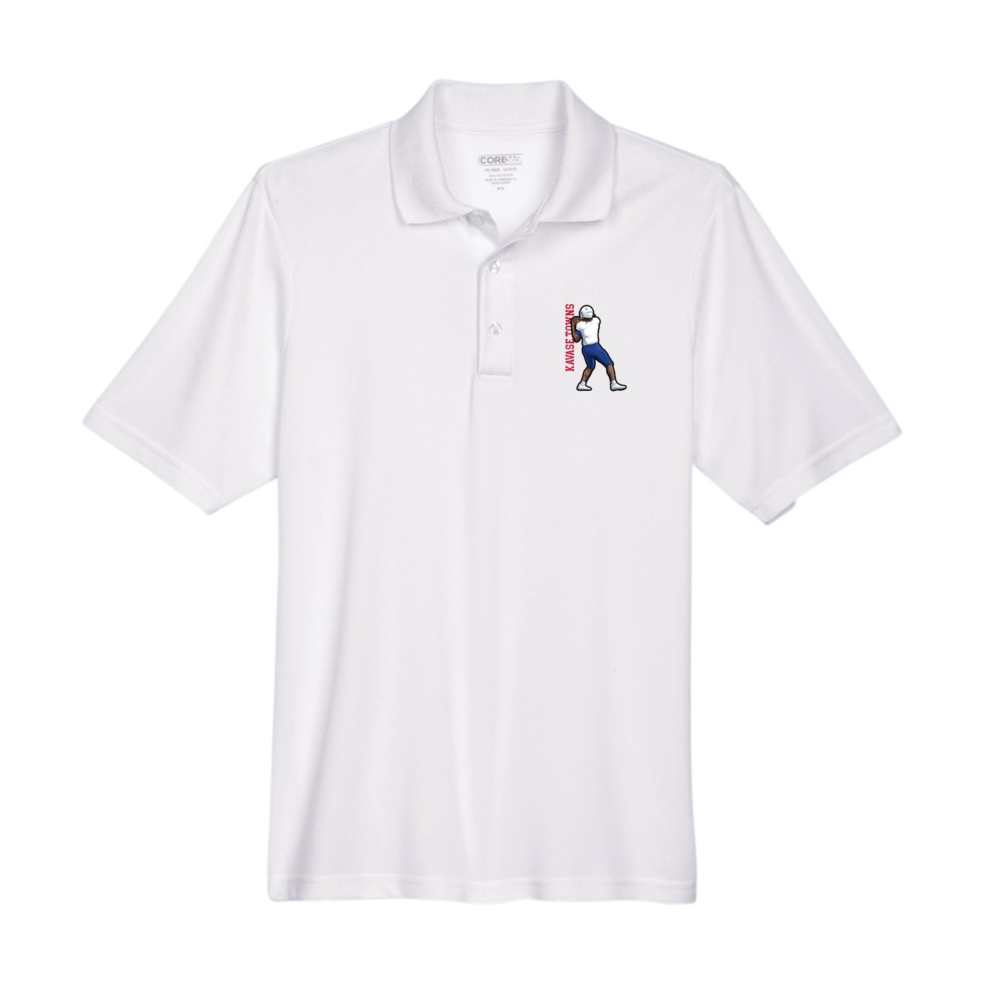Performance Polo — Name Vertical in White