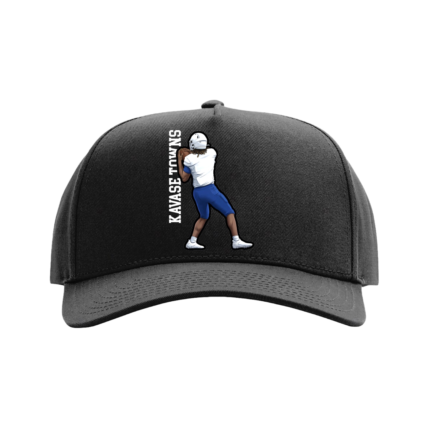 Full Fabric Five-Panel Champ Cap — Name Vertical in Black