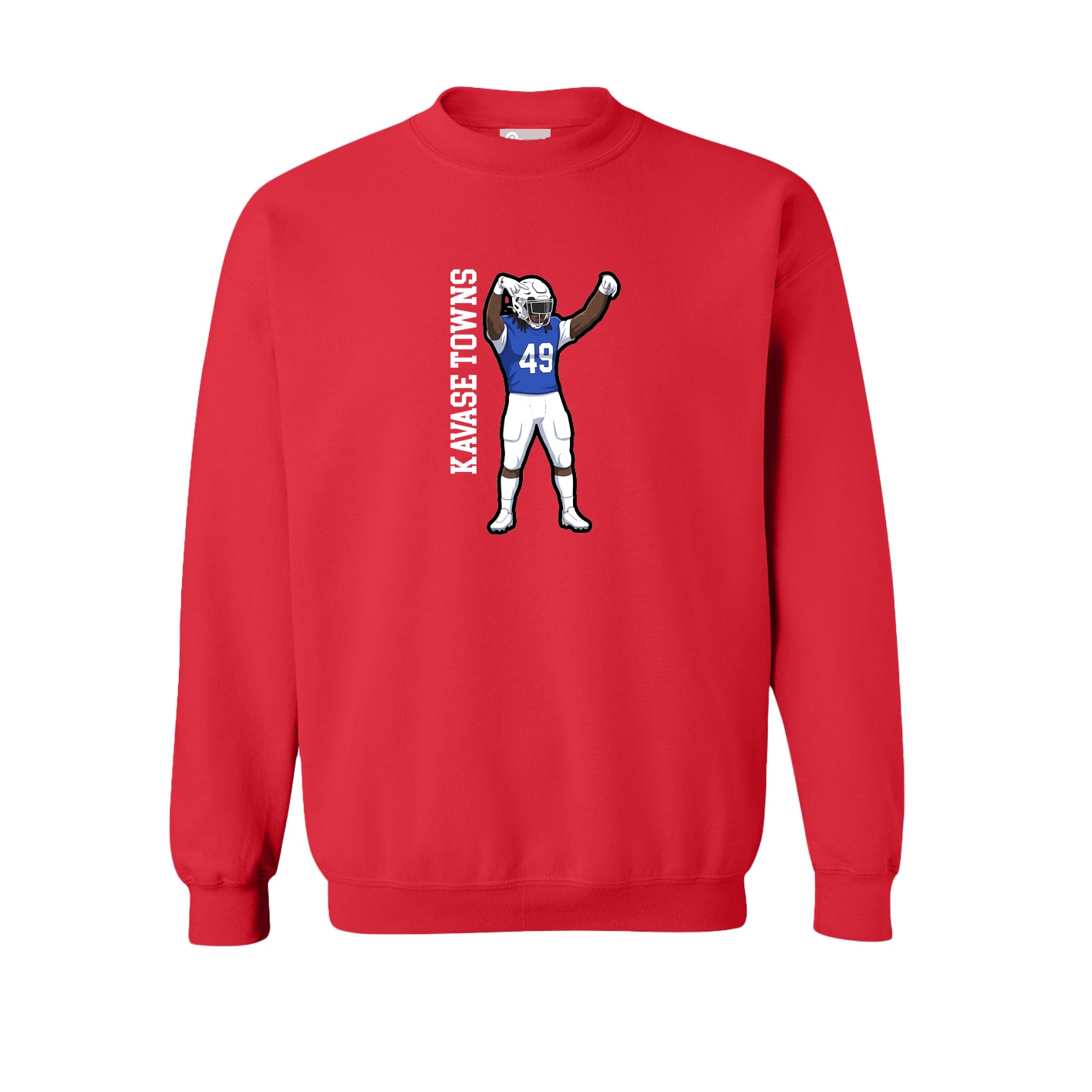 Fleece Crew — Name Vertical in Red