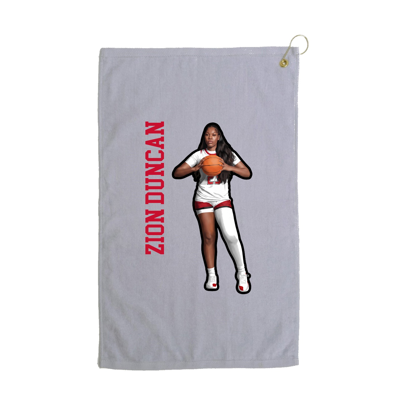 Golf Towel — Name Vertical in Grey