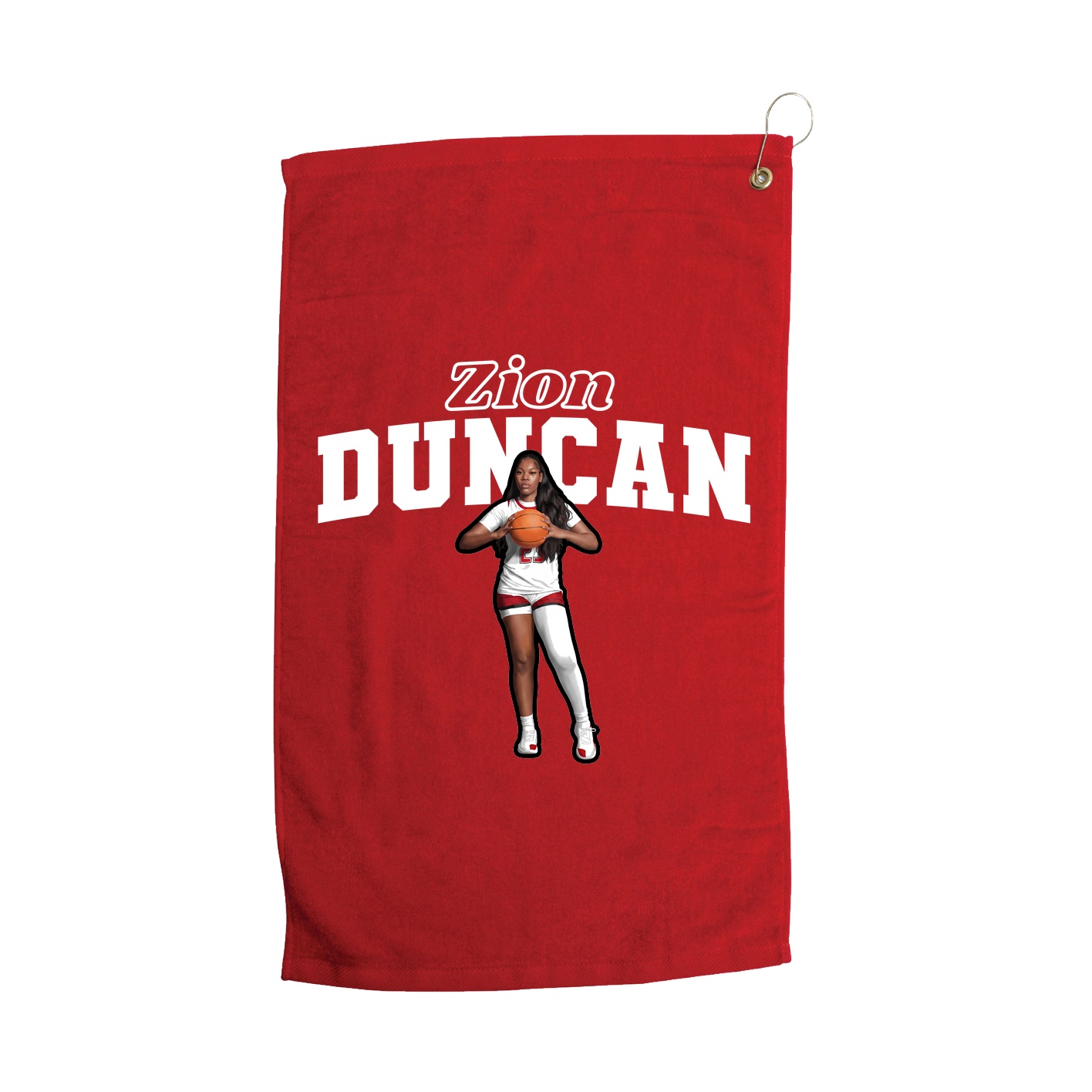 Golf Towel — Name Arch in Red