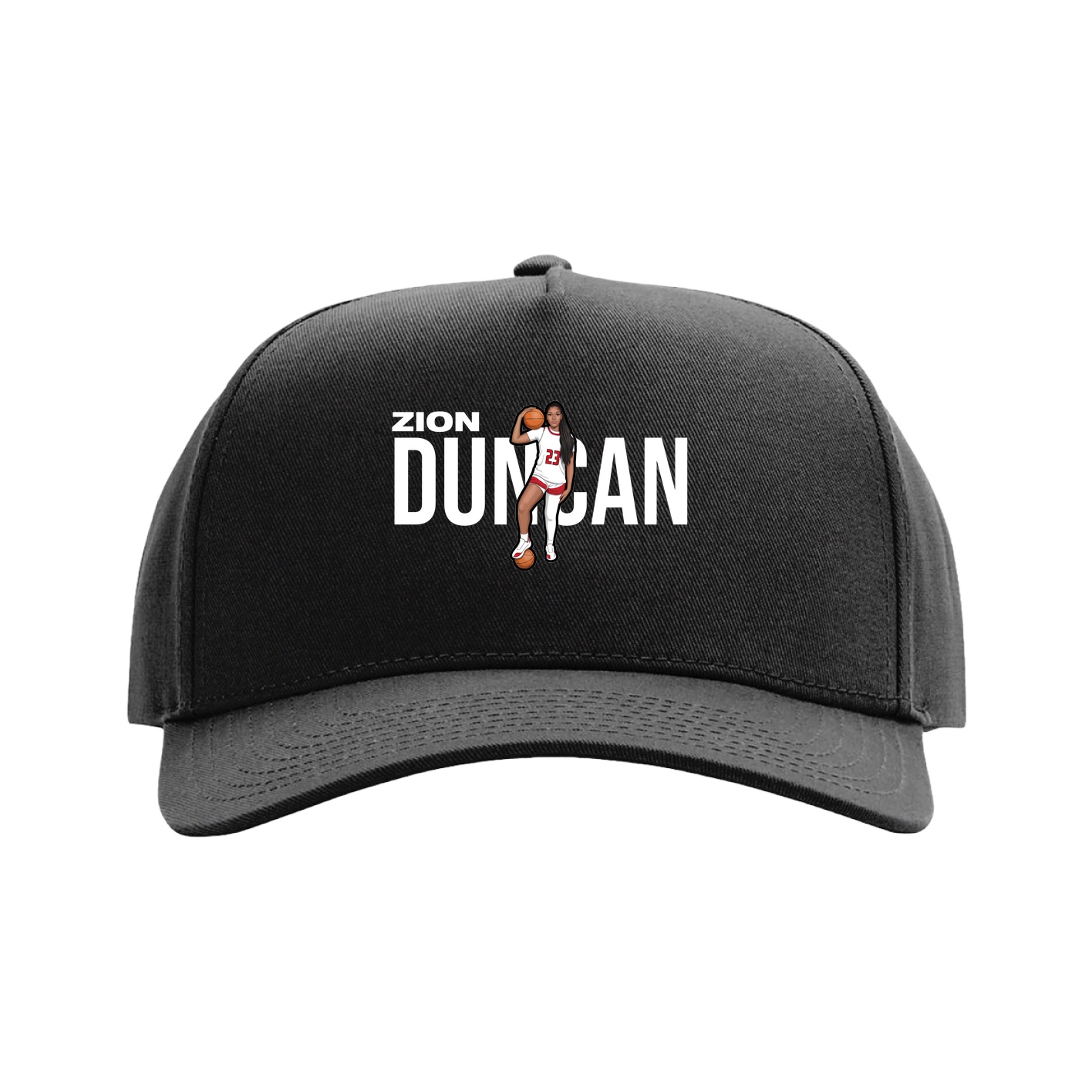 Full Fabric Five-Panel Champ Cap — Player Name in Black