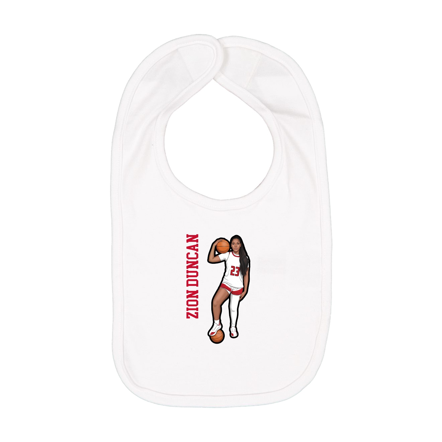 Infant Bib — Name Vertical in White