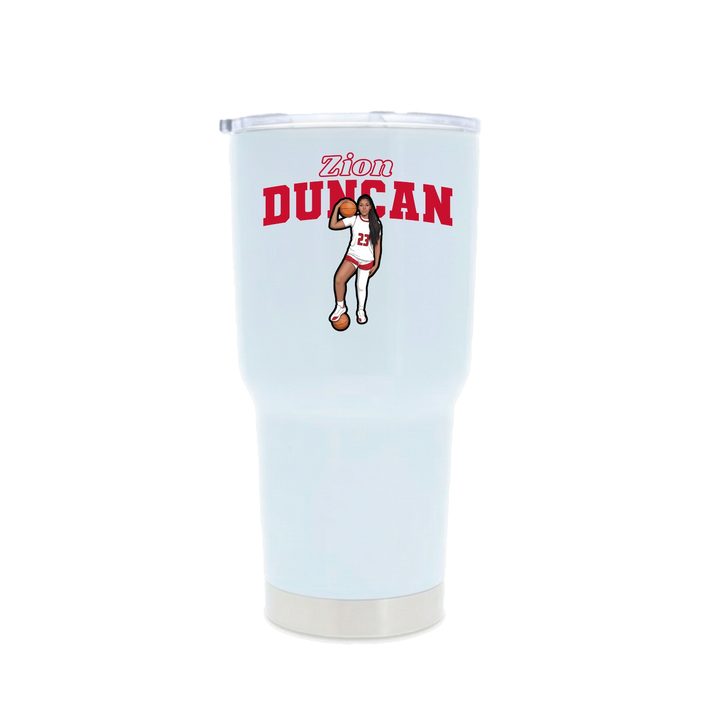 30oz Stainless Steel Tumbler — Name Arch in White