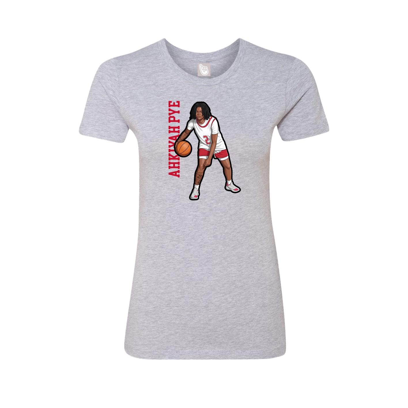 Fitted Women's Tee — Name Vertical in Grey