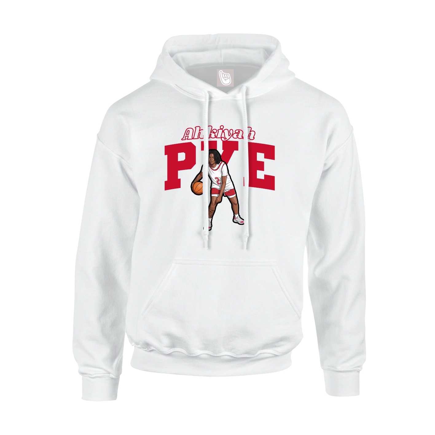 Youth Hoodie — Name Arch in White