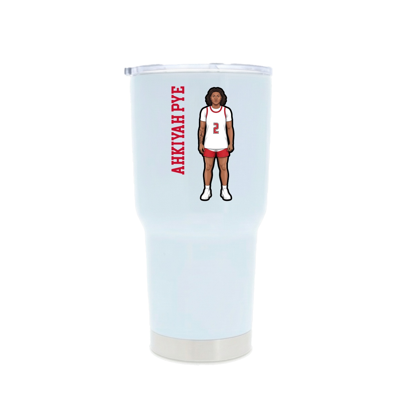30oz Stainless Steel Tumbler — Name Vertical in White