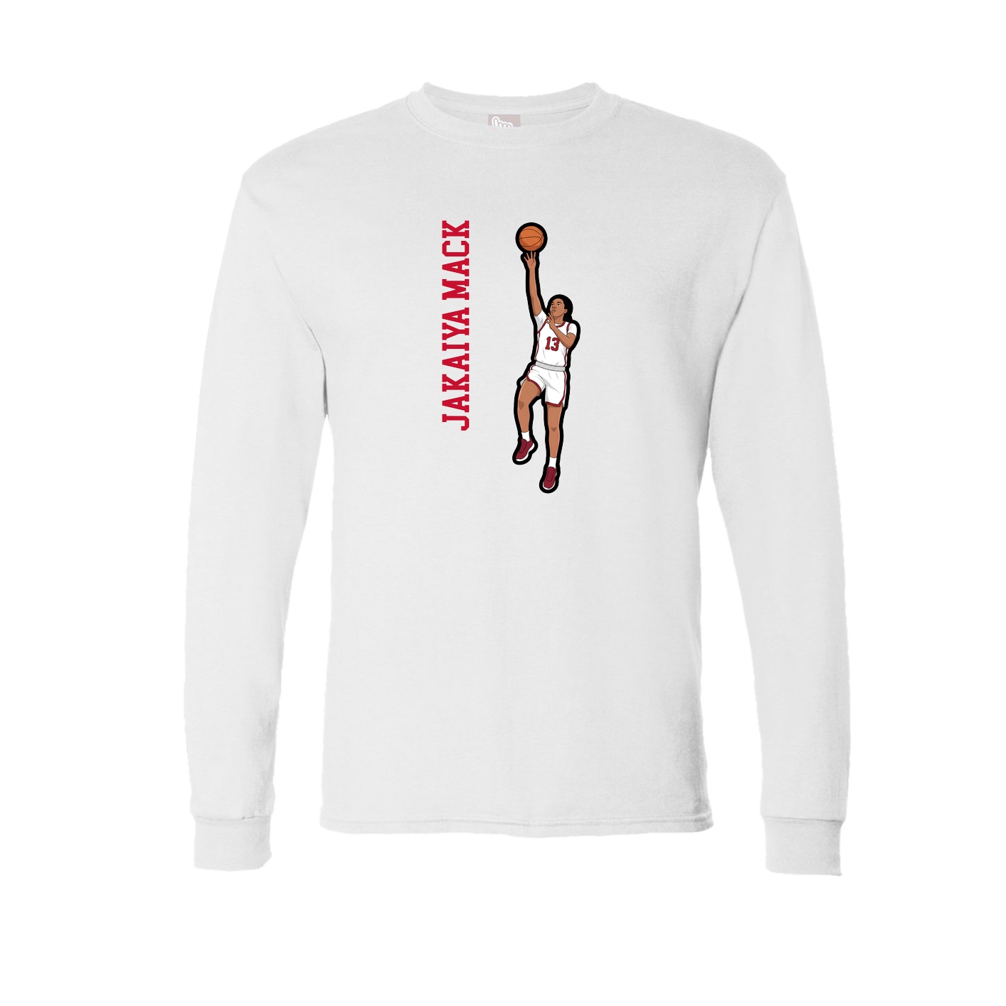 Long Sleeve Tee — Name Vertical in White