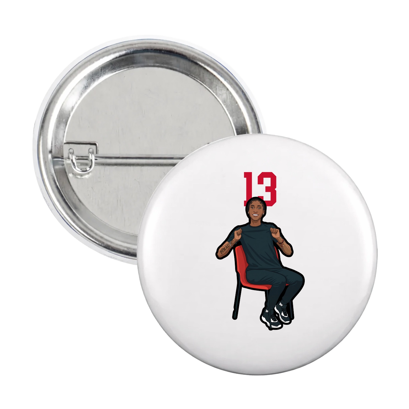 Game Day Button — Number Top in White