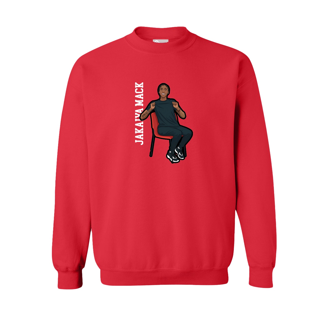Fleece Crew — Name Vertical in Red
