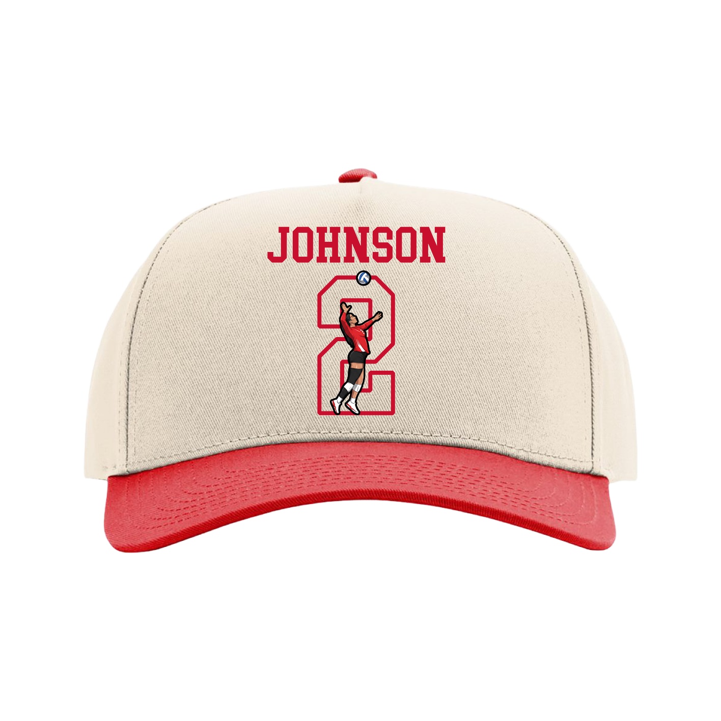 Full Fabric Five-Panel Champ Cap — Shirsey in Cream/Red