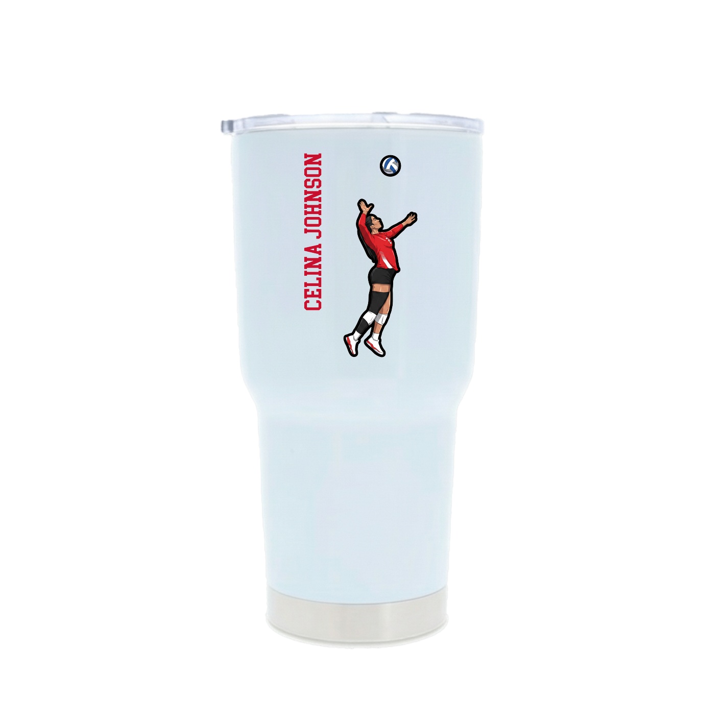 30oz Stainless Steel Tumbler — Name Vertical in White